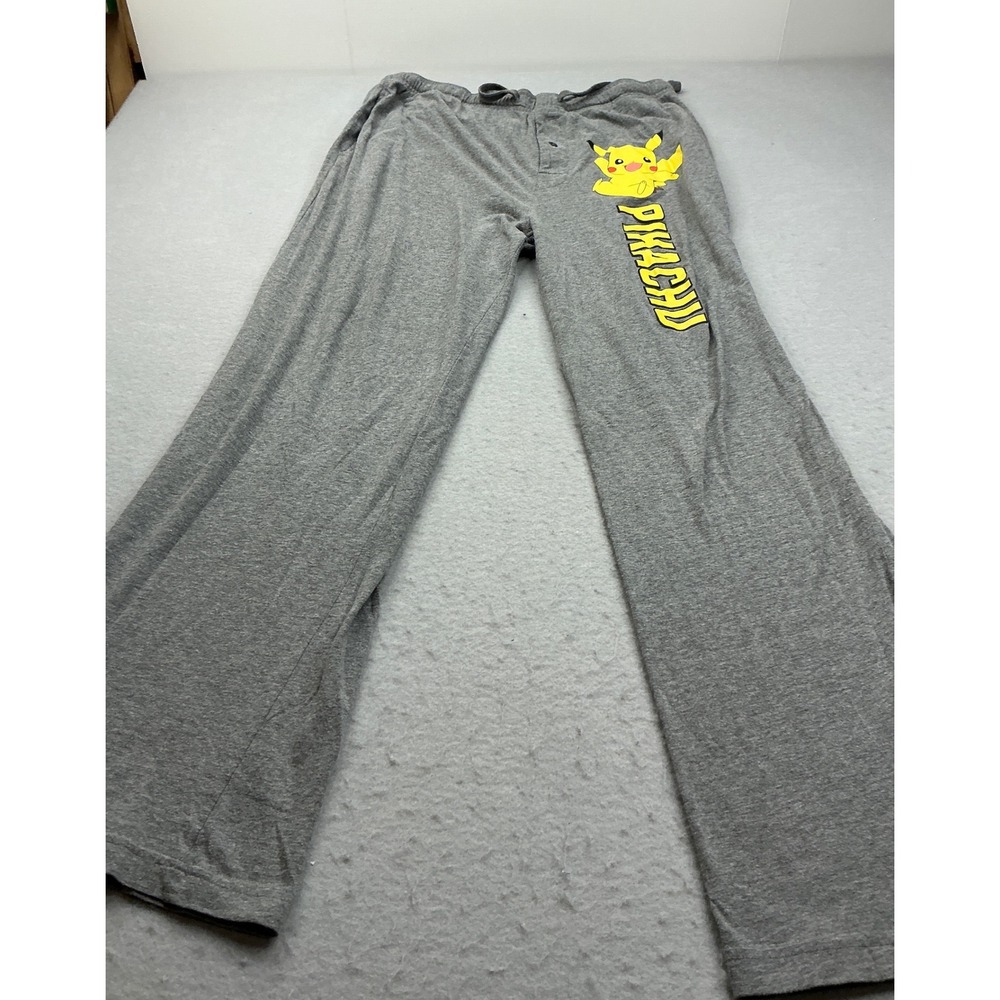 Pokemon Pikachu Lounge Pants Gray Graphic Sleep Pajamas Mens XL Casual Sleepwear